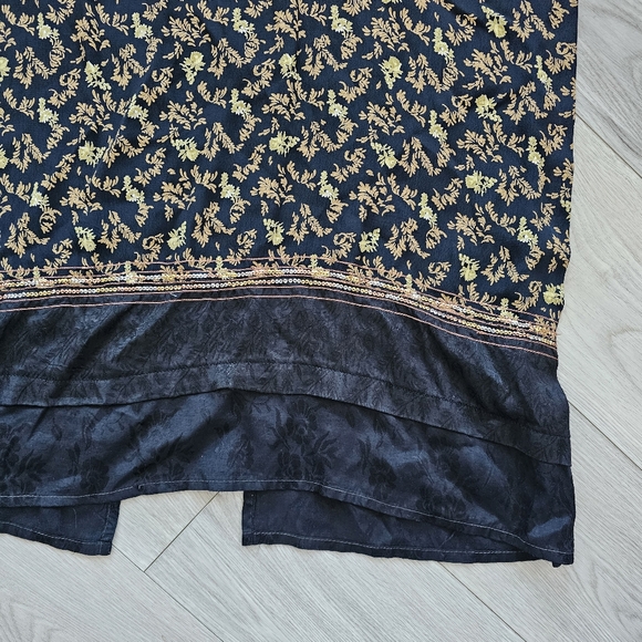 April Cornell Rayon Dark Prairie Folk Floral Boho Maxi Dress, Small - Picture 4 of 15